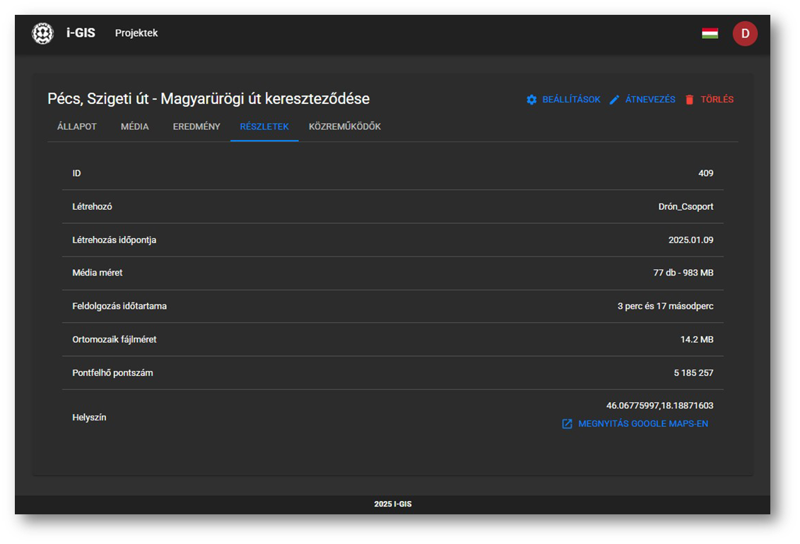 Részletek fül - információk